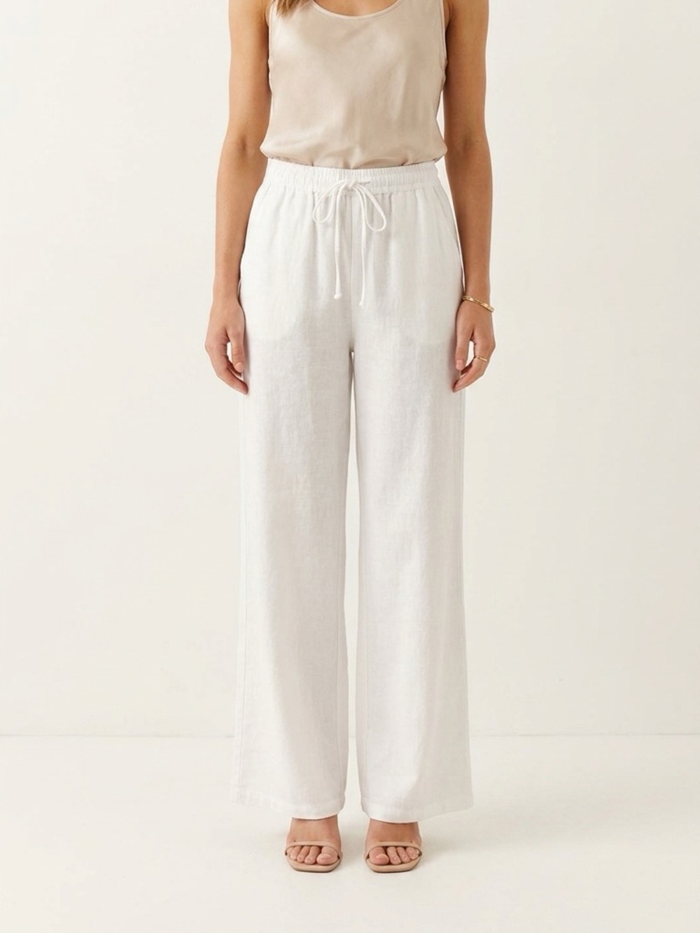 Blenca Wide-Leg Pants in Cream Color